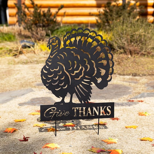 Glitzhome® 30" Thanksgiving Metal Silhouette Turkey Yard Stake